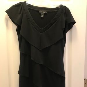 WHBM Black Ruffled Top